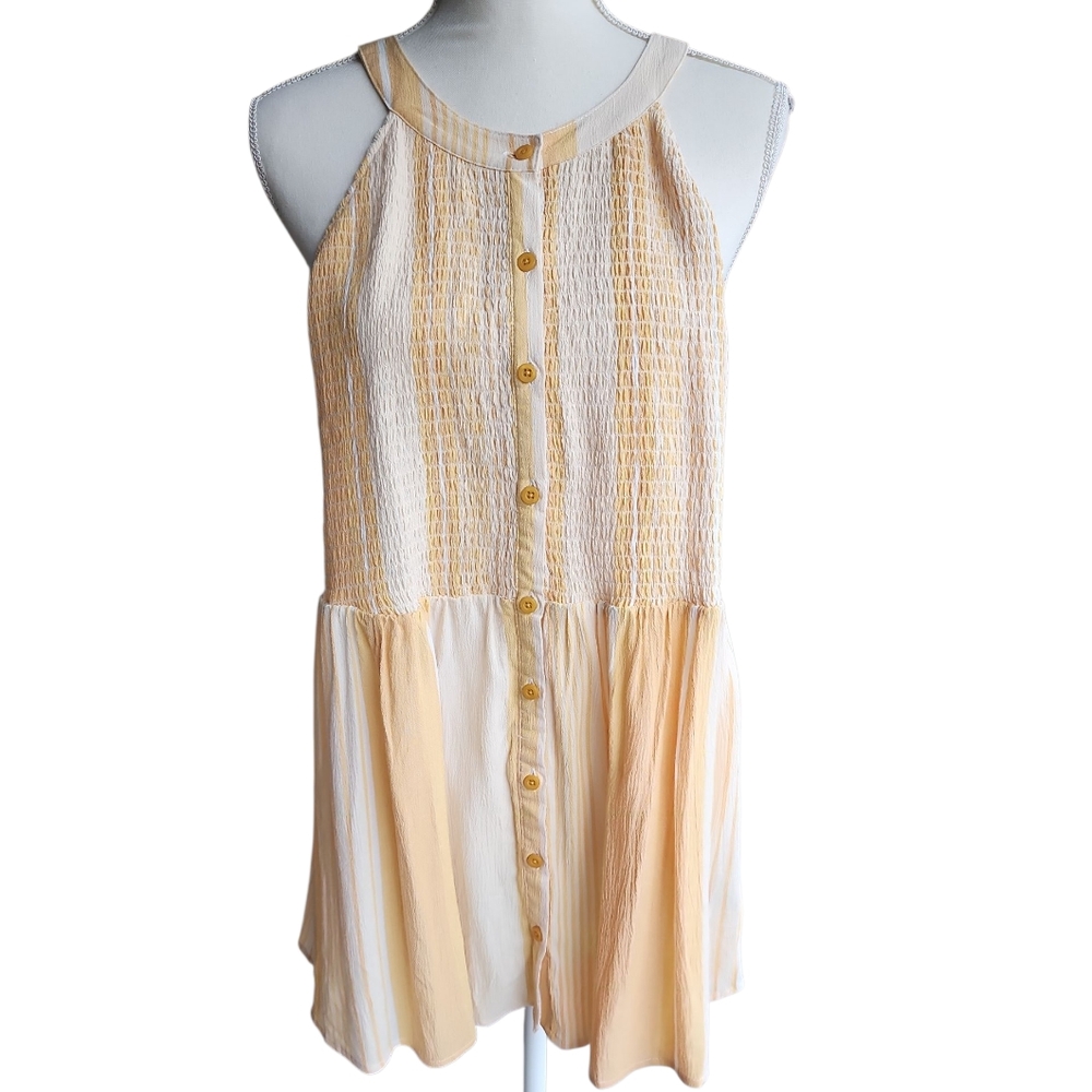 Torrid Yellow Striped Flowy Smocked Button Top Nwt Size 1x‎